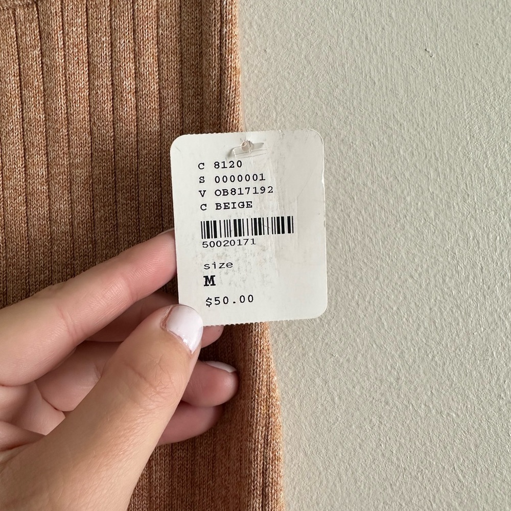 NWT Free People Beige Ribbed Knit Sweater Skirt (Size M) - Picture 2 of 2